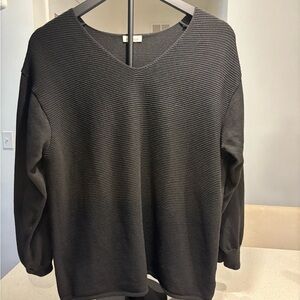 Ella Moss Black Ribbed V-Neck Sweater